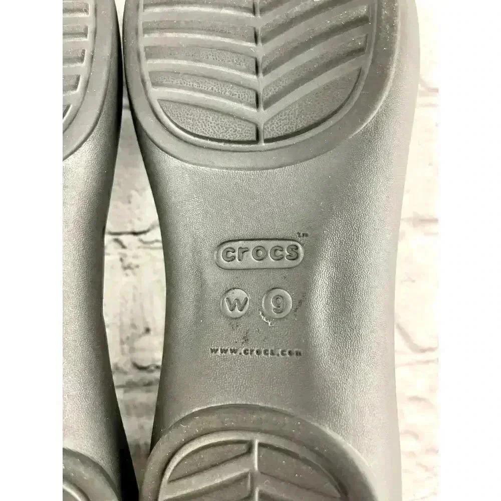 CROCS Gray‎ Flats Iconic Comforts Slip On Shoes Sz 9 - Picture 5 of 9